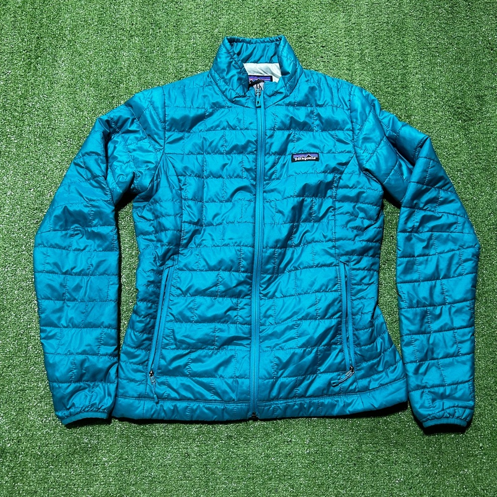 Patagonia Womens Nano Puff Jacket Primaloft Teal Full Zip Jacket Size S